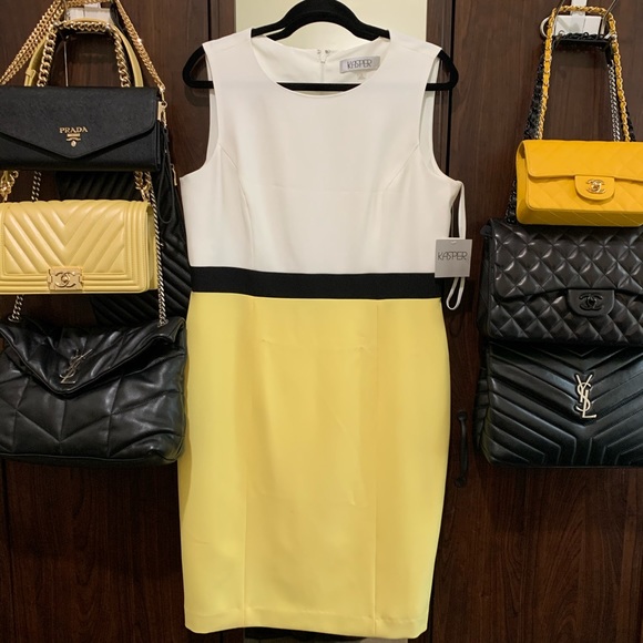 Kasper Crepe Sheath Colorblock Sleeveless Dress - Picture 4 of 7